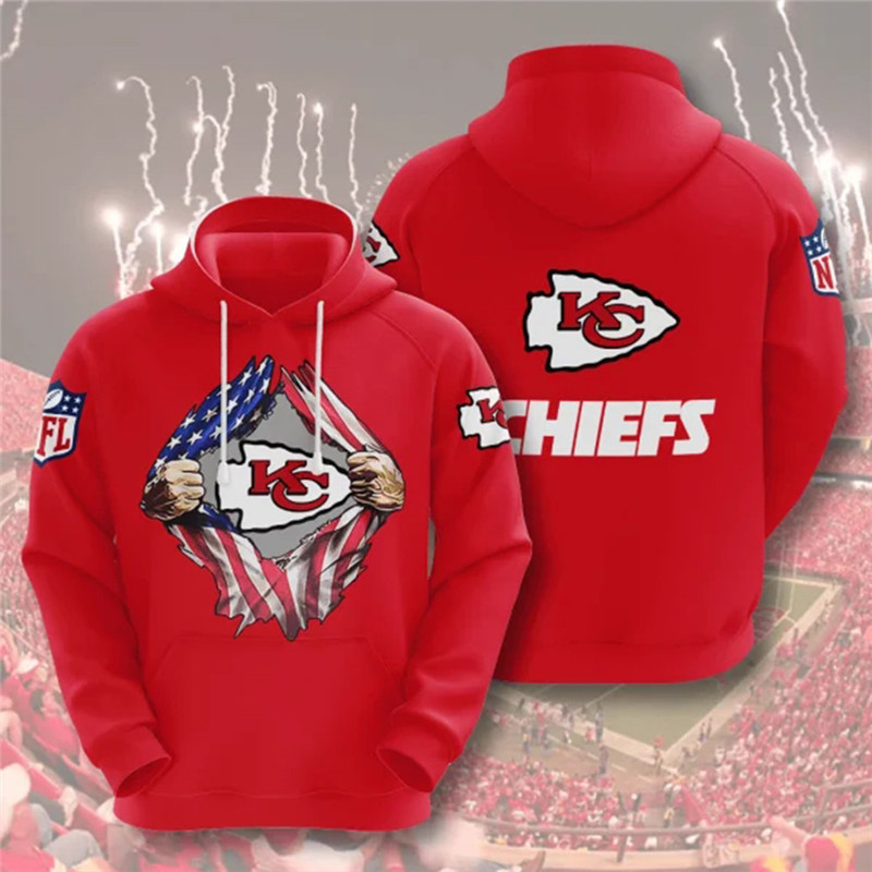 Men's Kansas City Chiefs Red NFL 3D Trending T-Shirt Hoodie